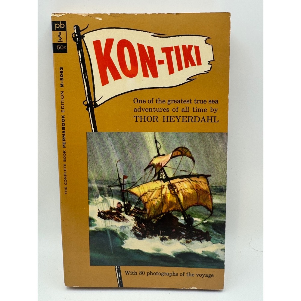 Kon-Tiki Thor Heyerdahl Permabook Edition M-5063 Vintage Paperback 80 Photos